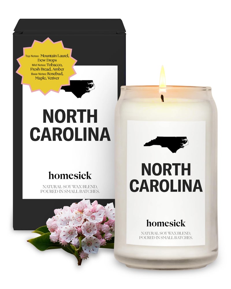 Homesick Scented Candles for Home (North Carolina) - 13.75 oz Long-Lasting Soy Wax Jar Candle for Women & Men for All Occasions, 60-80 Hours Burn Time - Notes of BlackBerry, Peach & Tobacco - Image 1